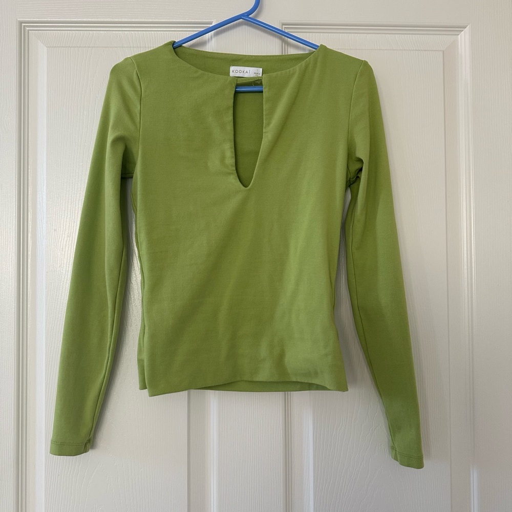 Kookai Long Sleeve deep cut t shirt top size 4